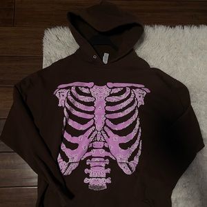 Sweaters | Pink Brown Skeleton Hoodie | Poshmark